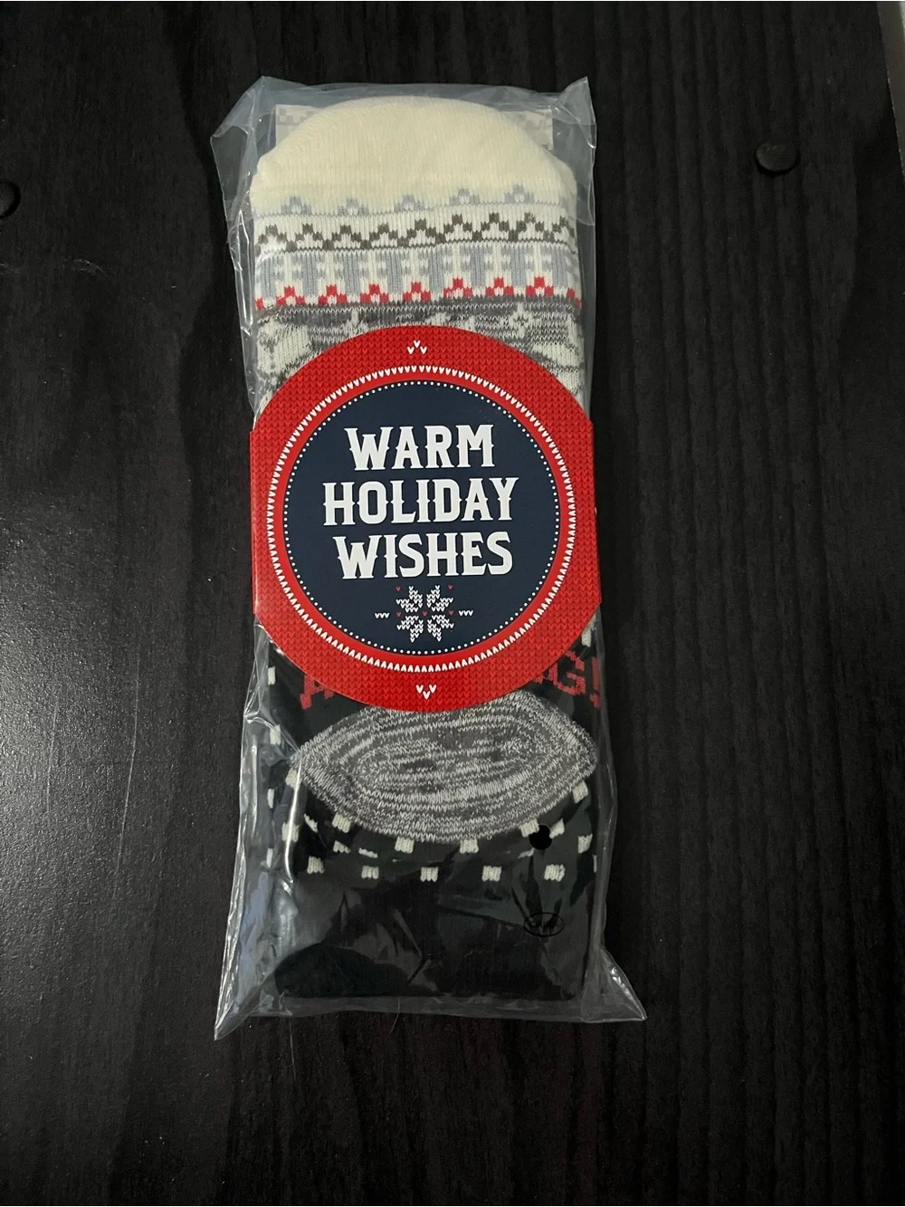 Warm Holiday Wishes Pack - Festive Gray, White, Red Winter Socks